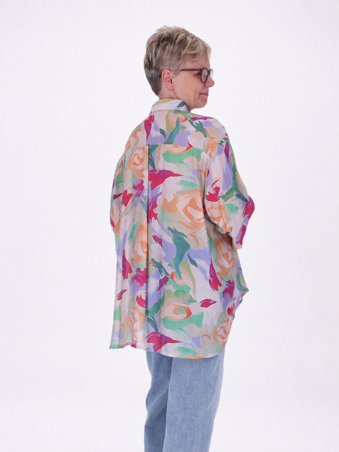 Bluse Damen Langarm Viskose AOP