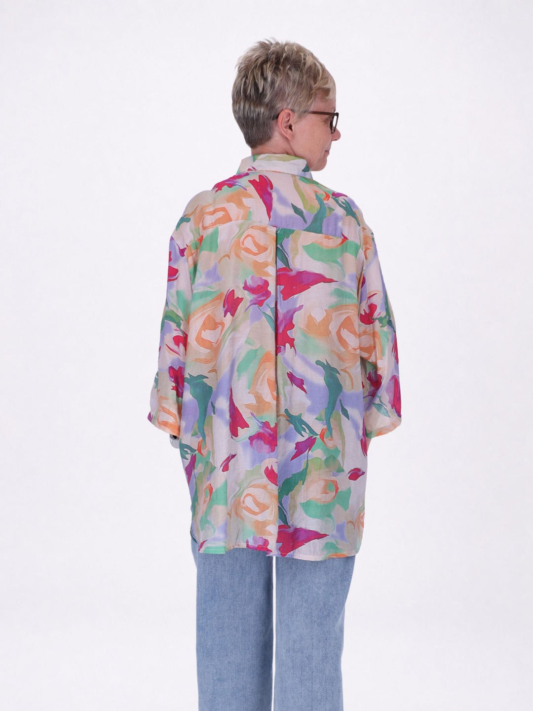 Bluse Damen Langarm Viskose AOP