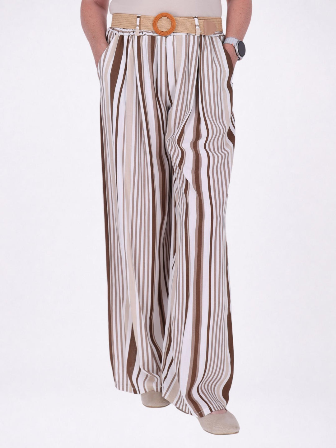 Hose Damen Streifen Gürtel