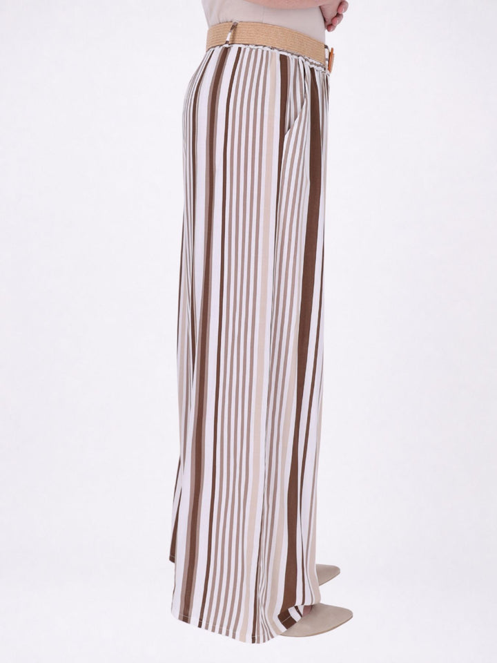 Hose Damen Streifen Gürtel