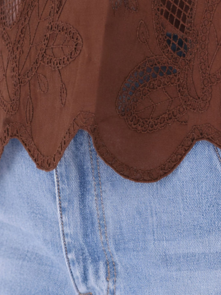 Bluse ohne Arm Lochmuster und Stickerei