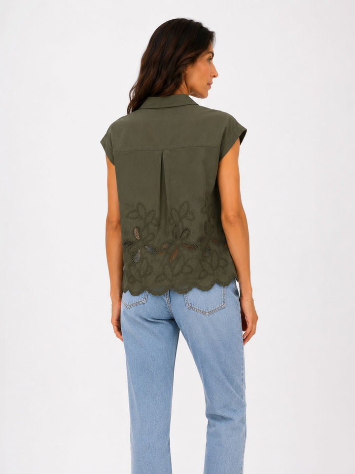 Bluse ohne Arm Lochmuster und Stickerei