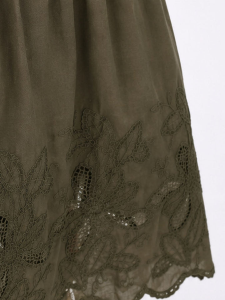 Rock Midi Gummizug Stickerei und Lochmuster