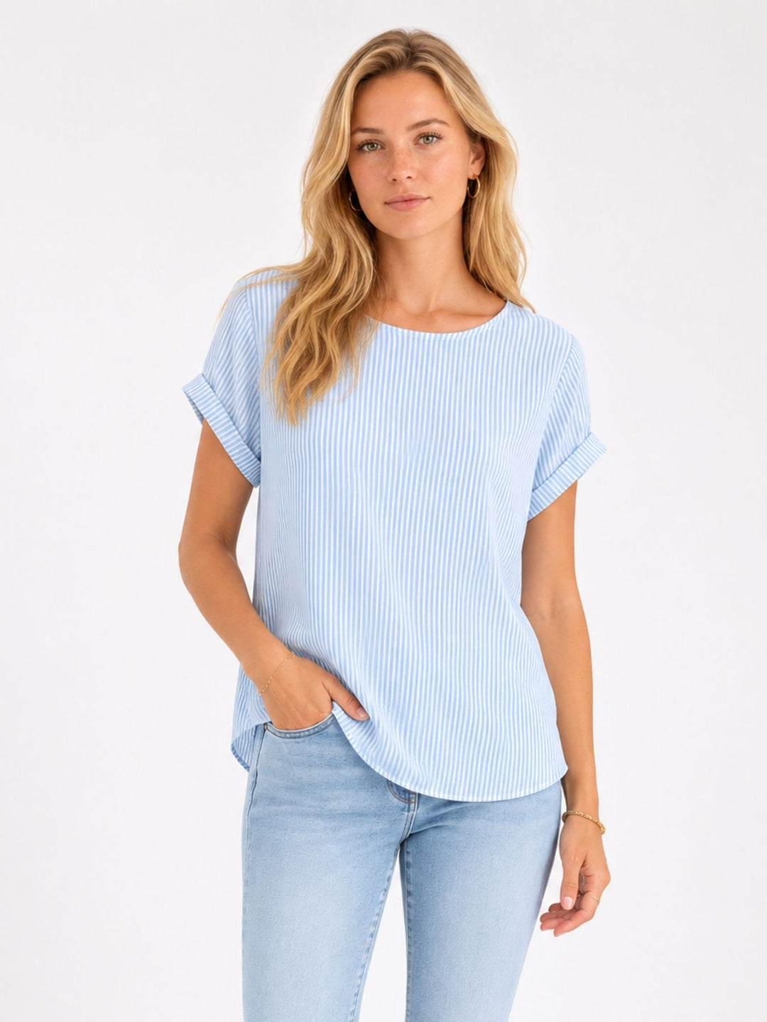 T-Shirt Streifen hinten geknöpft