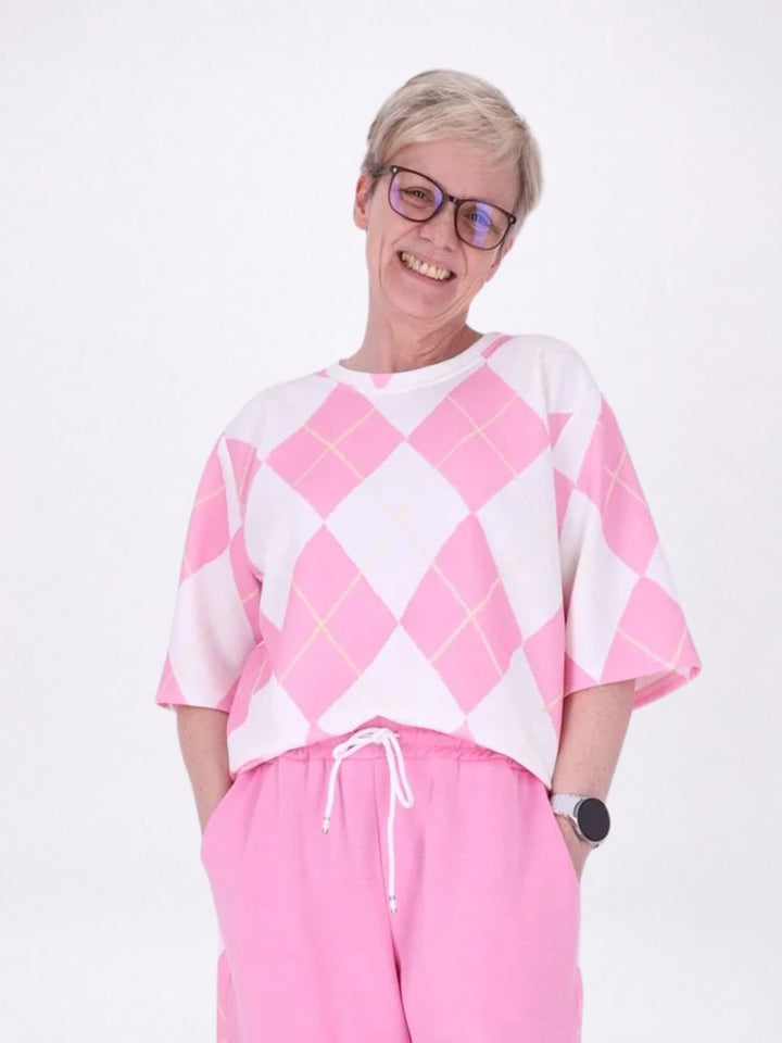 Set Jogginghose + T-Shirt Damen AOP Raute