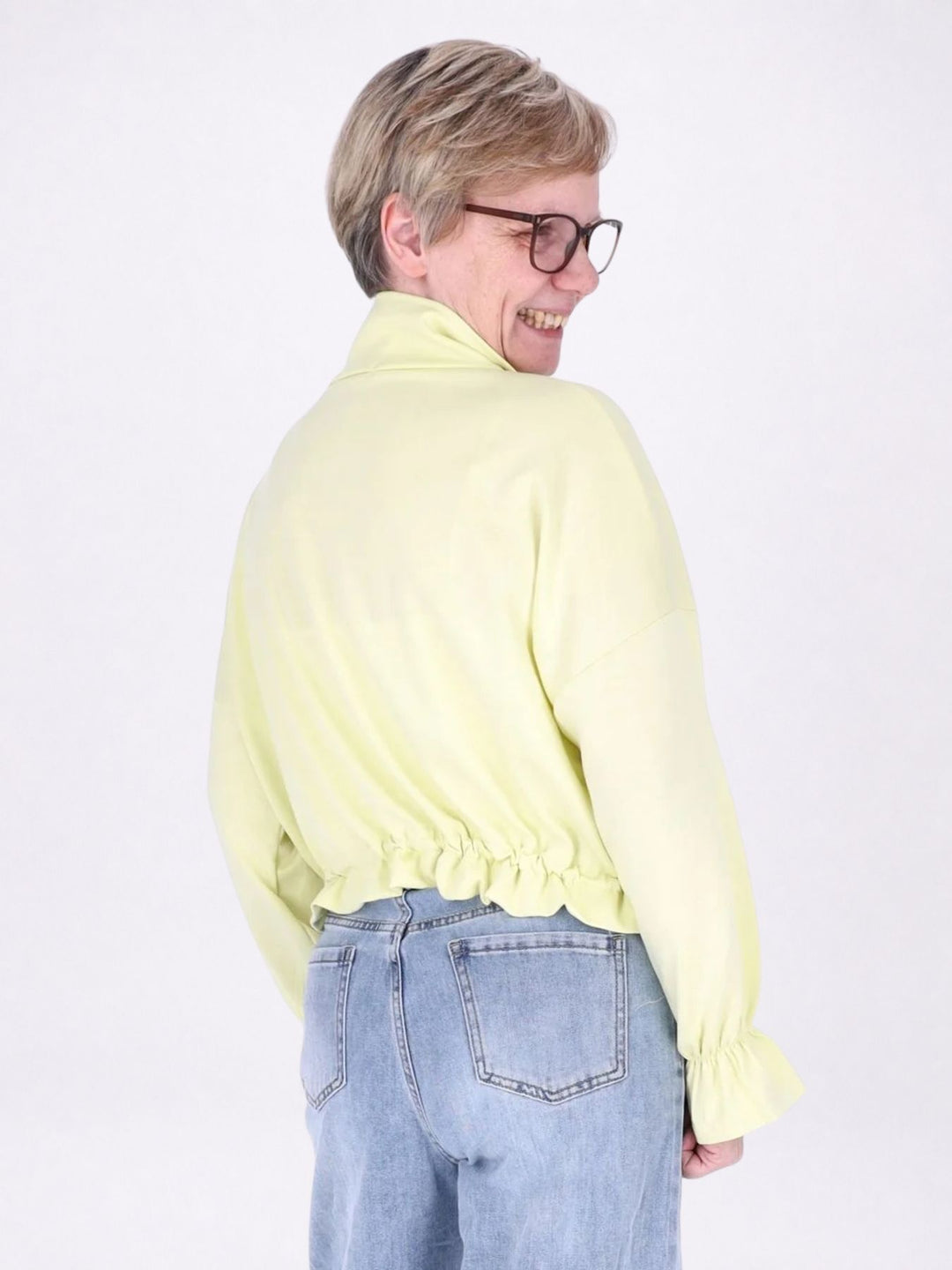 Jacke Damen Sweat Tunnelzug aufgesetzte Taschen kurz