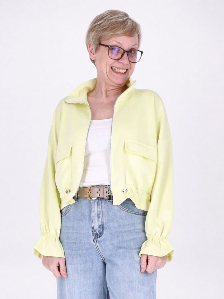 Jacke Damen Sweat Tunnelzug aufgesetzte Taschen kurz