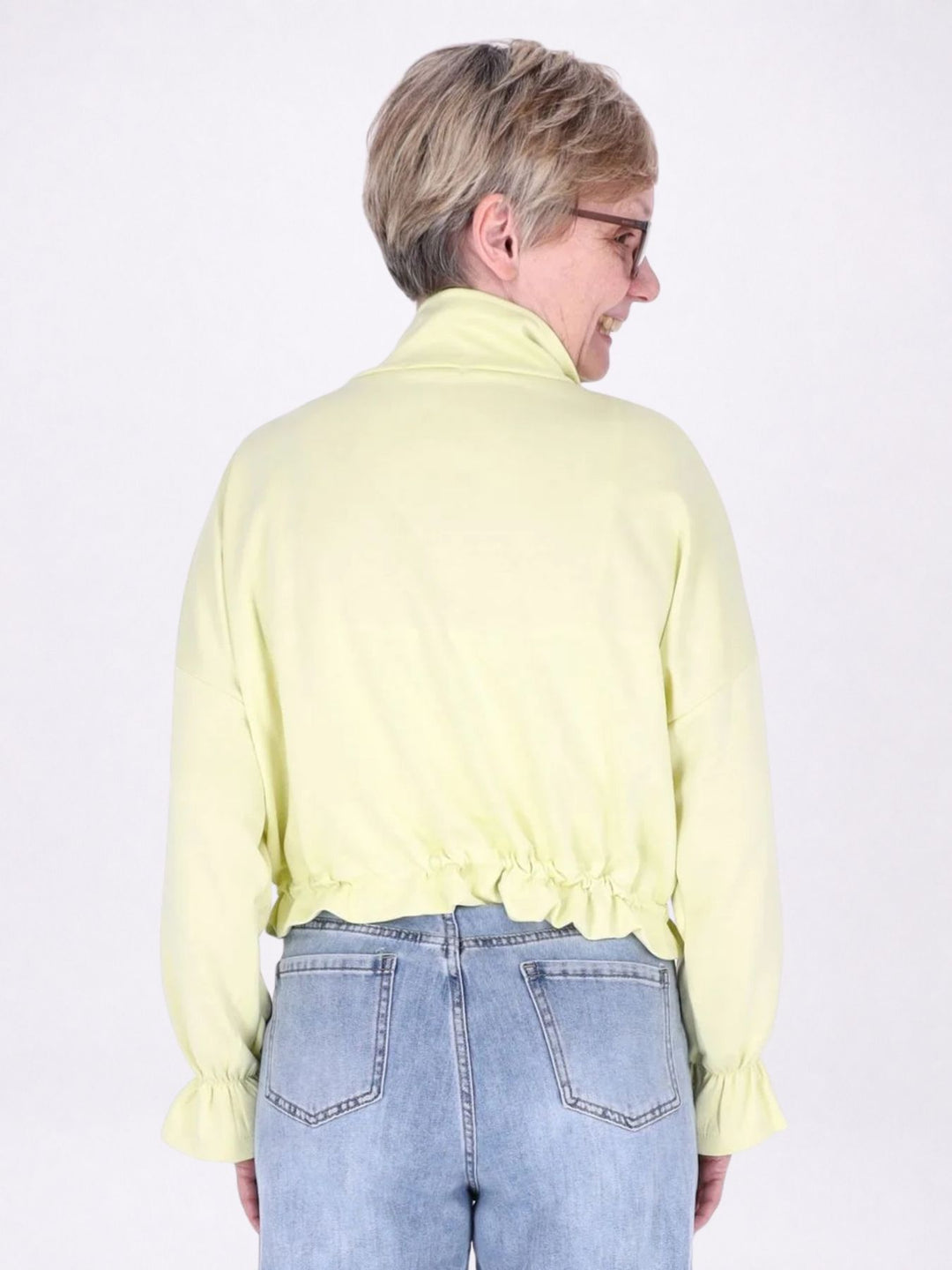 Jacke Damen Sweat Tunnelzug aufgesetzte Taschen kurz