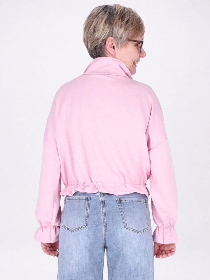 Jacke Damen Sweat Tunnelzug aufgesetzte Taschen kurz