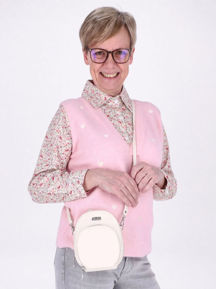 Strick Pullunder Damen mit Bluse unterlegt