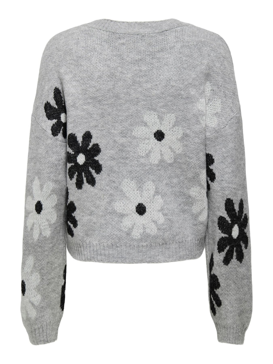 ONLFREESIA LS FLOWER O-NECK KNT NOO Light Grey Melange/Black/White Flow