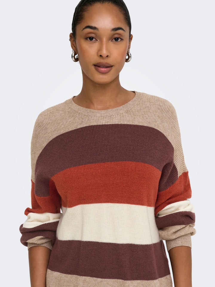 ONLATIA L/S STRIPE PULLOV KNT NOOS Beige/Mel/Deep M/Picante/Whiteca