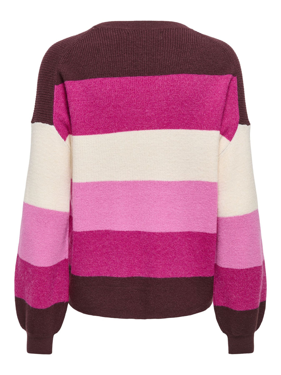 ONLATIA L/S STRIPE PULLOV KNT NOOS Fudge/Fuchsia Red/Whitecap