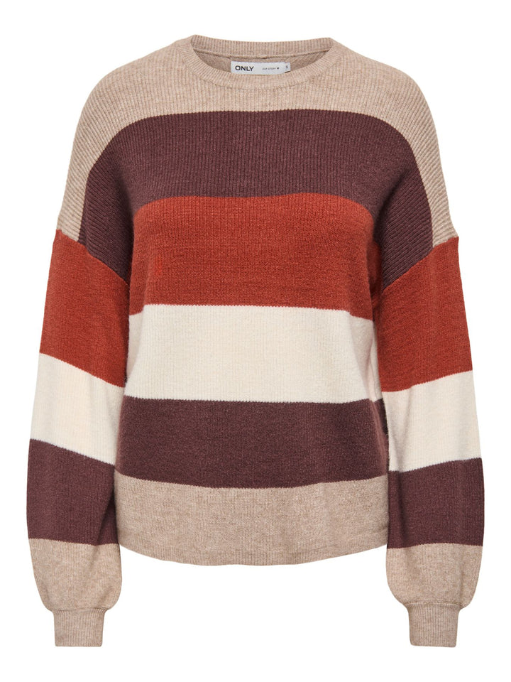 ONLATIA L/S STRIPE PULLOV KNT NOOS Beige/Mel/Deep M/Picante/Whiteca