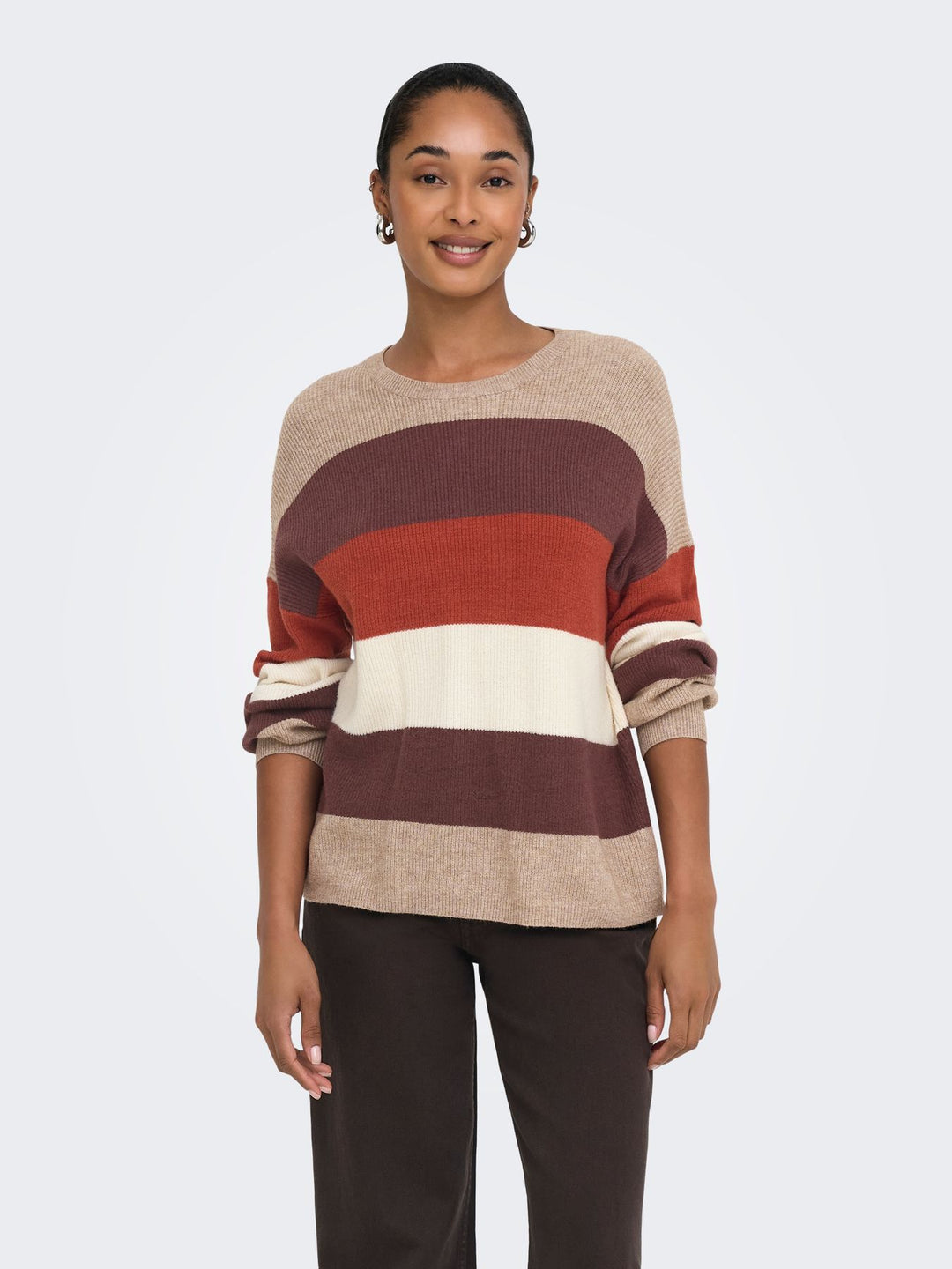 ONLATIA L/S STRIPE PULLOV KNT NOOS Beige/Mel/Deep M/Picante/Whiteca