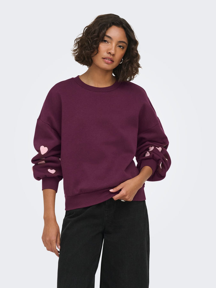 ONLMACY L/S O-NECK BOX CC SWT NOOS Fig/Pale lilac hearts