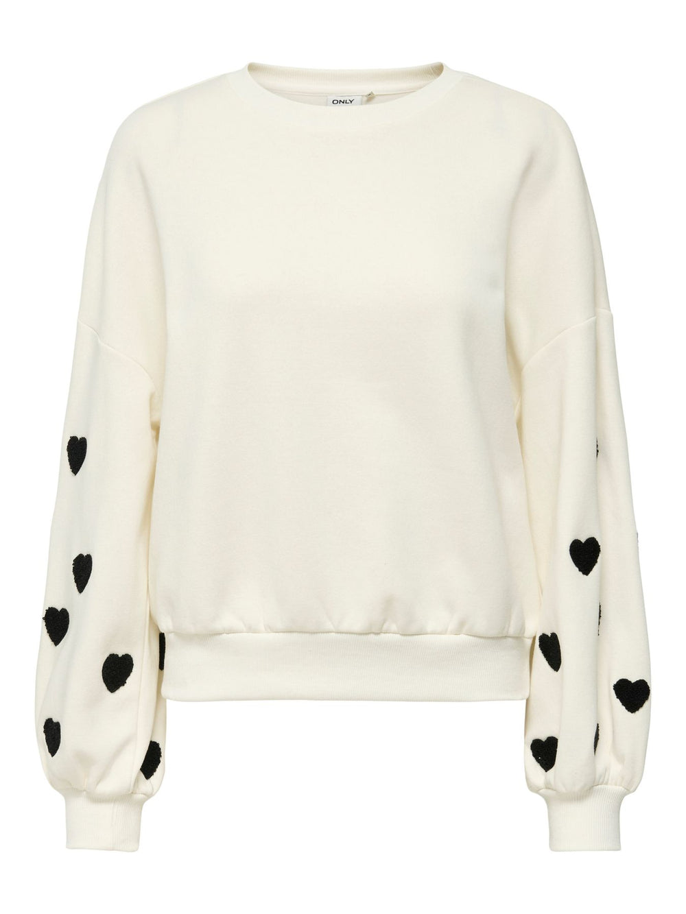 ONLMACY L/S O-NECK BOX CC SWT NOOS Cloud Dancer/W. Black hearts