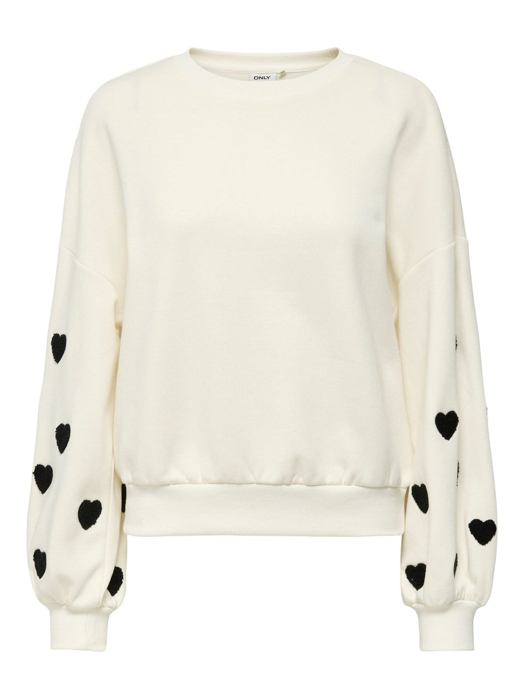 ONLMACY L/S O-NECK BOX CC SWT NOOS Cloud Dancer/W. Black hearts