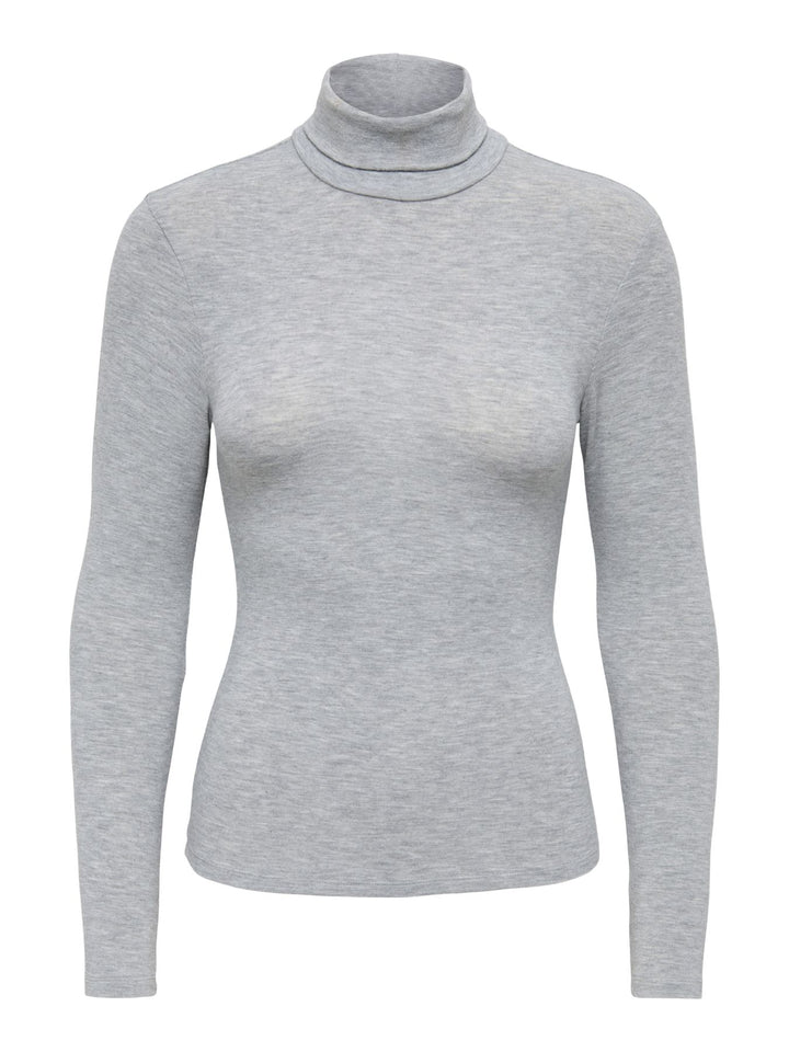 ONLGLAMOUR L/S ROLL-NECK TOP JRS NO Light Grey Melange