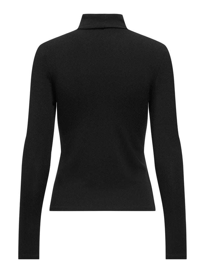 ONLGLAMOUR L/S ROLL-NECK TOP JRS NO Black