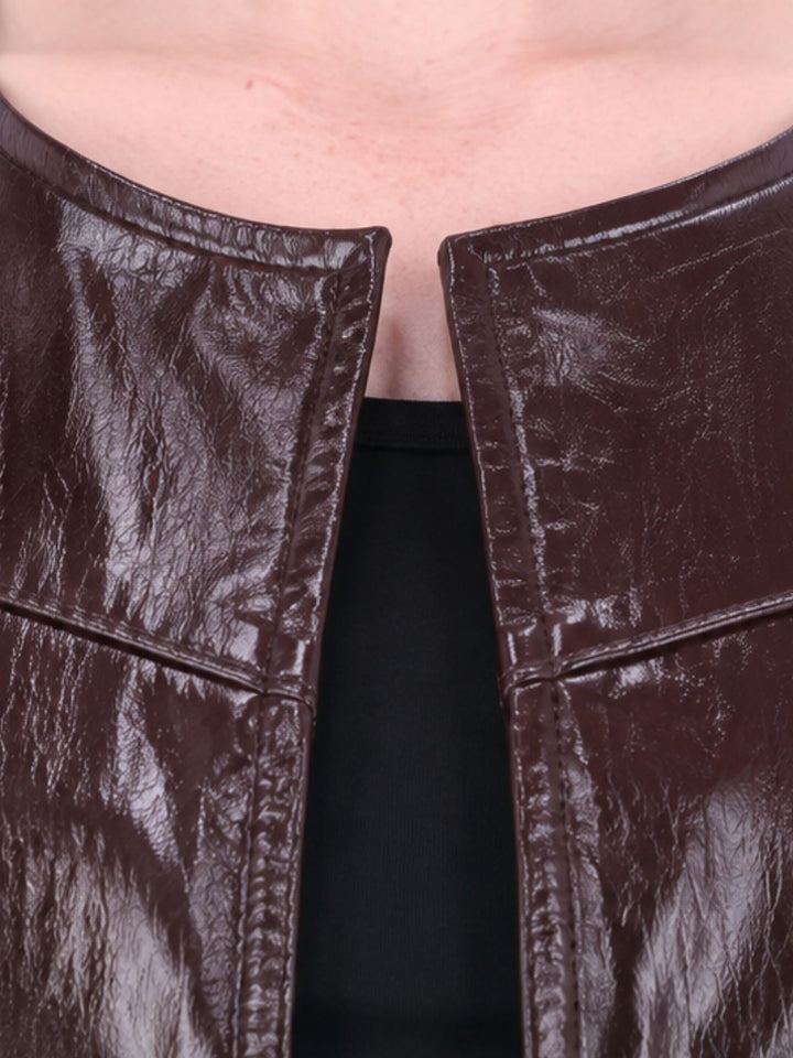 Bordeaux Fakelederjacke Damen im Bolero-Stil – modern & vielseitig