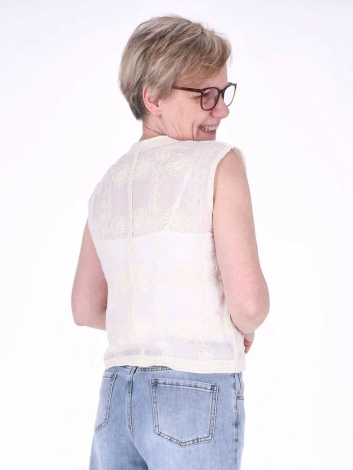 Damen Weste im Boho-Stil mit Stickerei & V-Ausschnitt
