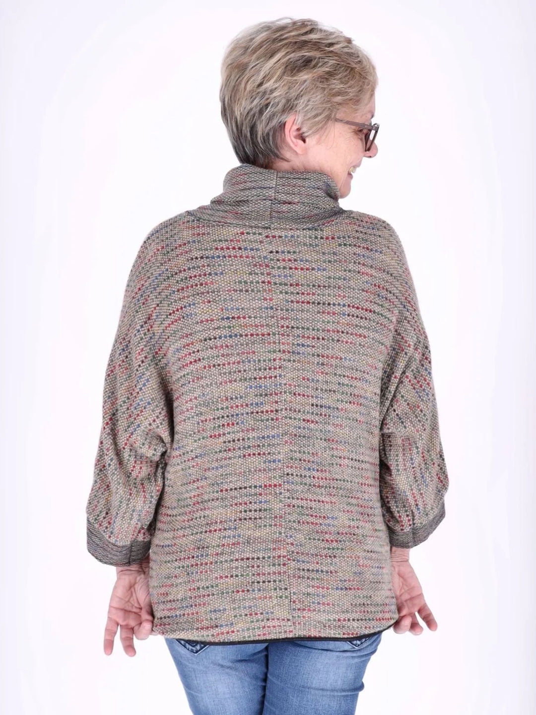 Beiges Damen Sweatshirt mit Rollkragen & 3/4-Arm