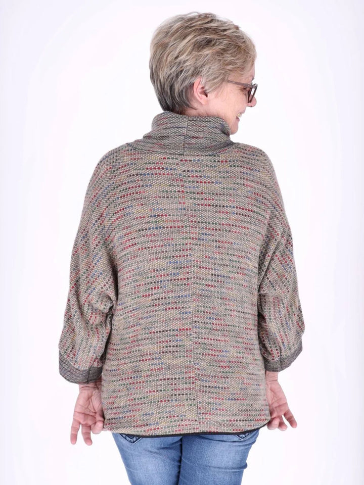 Beiges Damen Sweatshirt mit Rollkragen & 3/4-Arm