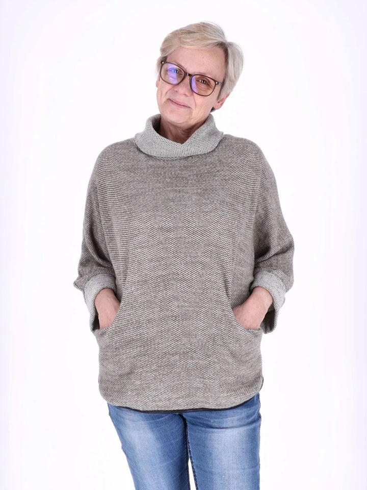 Beiges Damen Sweatshirt im Double-Layer-Look – modern & bequem