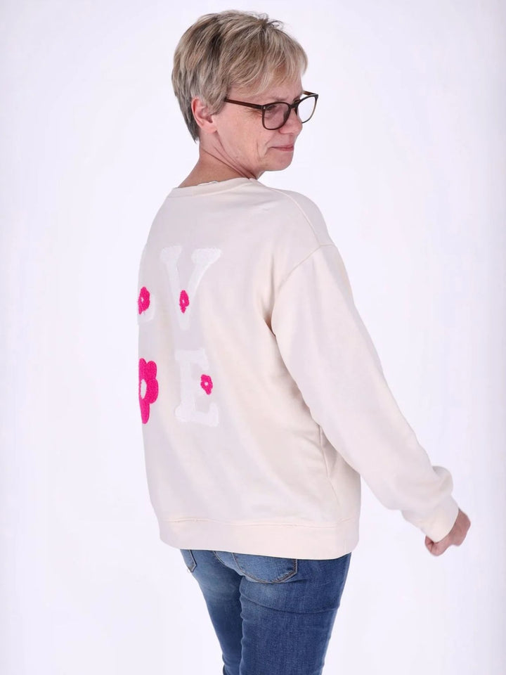 Beiges Damen Sweatshirt „LOVE“ – Oversize mit Statement-Print