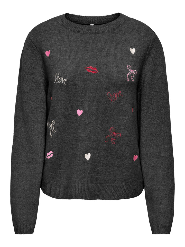 ONLSHINE LS EMBROIDERY O-NECK CC KN