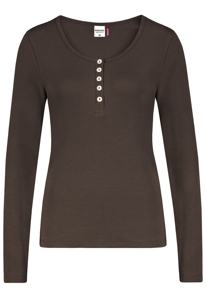 Langarmshirt Damen Knopfleiste