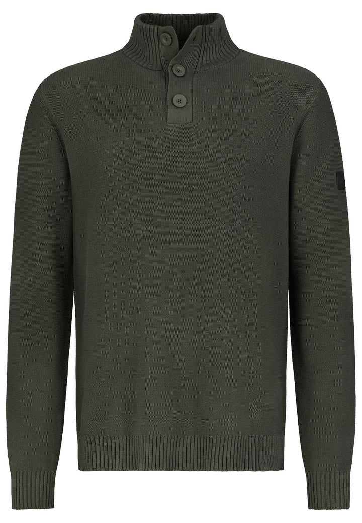 Stickpulli Herren mit Kragen Knopfleiste