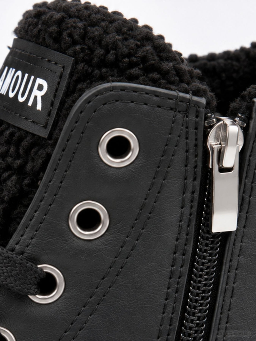 Schwarzer High-Top Sneaker mit Plateau & AMOUR-Detail