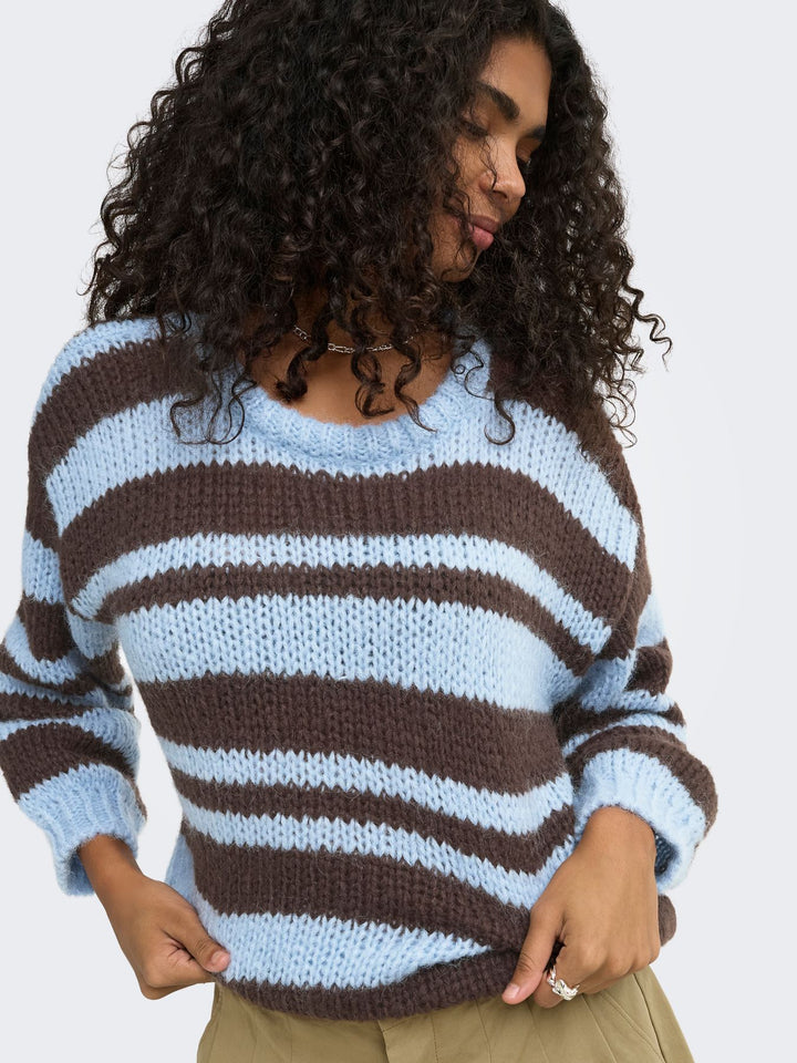 ONLNORDIC LS STRIPE O-NECK KNT