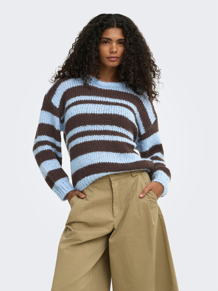 ONLNORDIC LS STRIPE O-NECK KNT