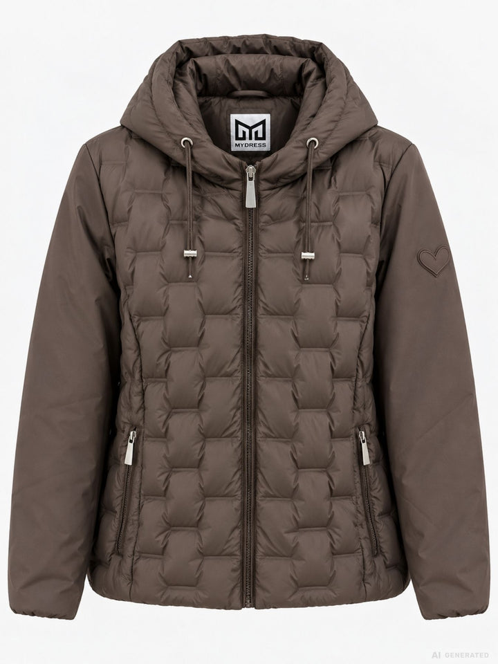 Braune Steppjacke Damen leicht Ärmel ohne Steppung