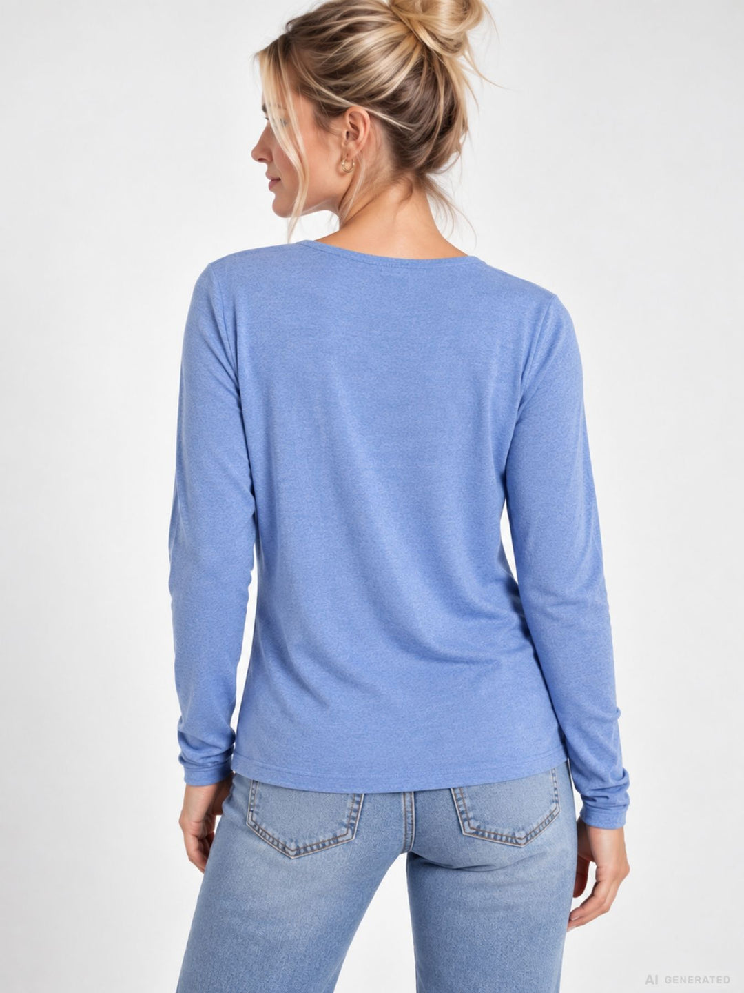 Hellblaues Damen Feinstrickshirt mit Rundhals