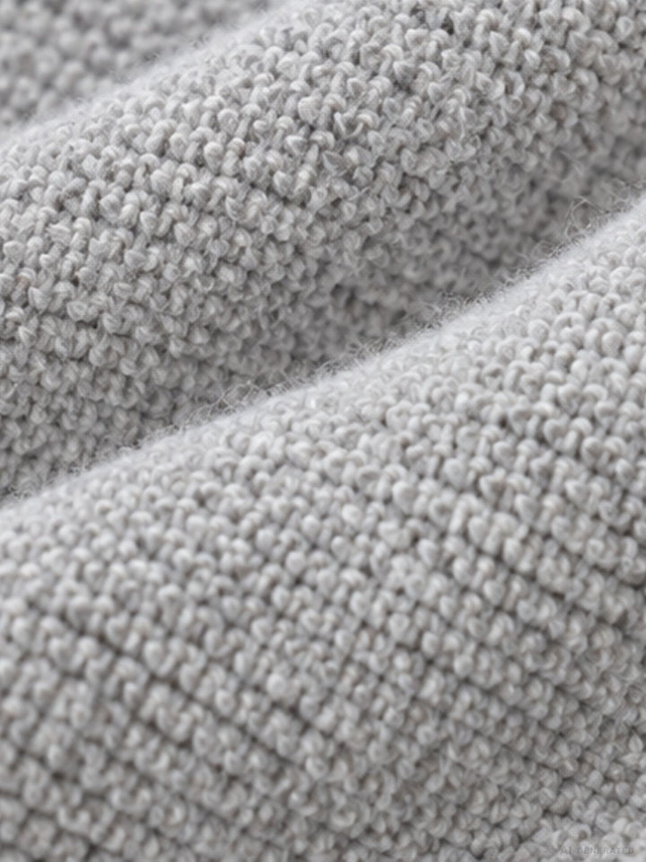 Damen Strickpullover mit Rundhals und abgerundetem Bund – Hellgrau