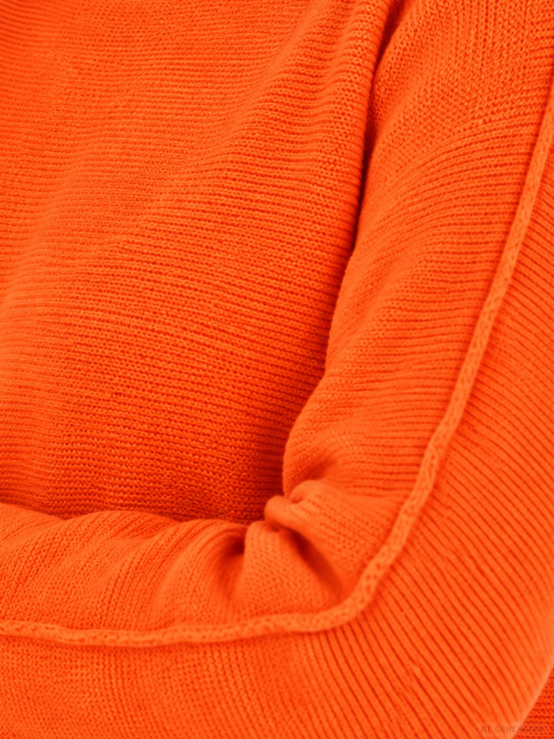 Orangener Strickpullover Damen Rundhals abgerundeter Bund