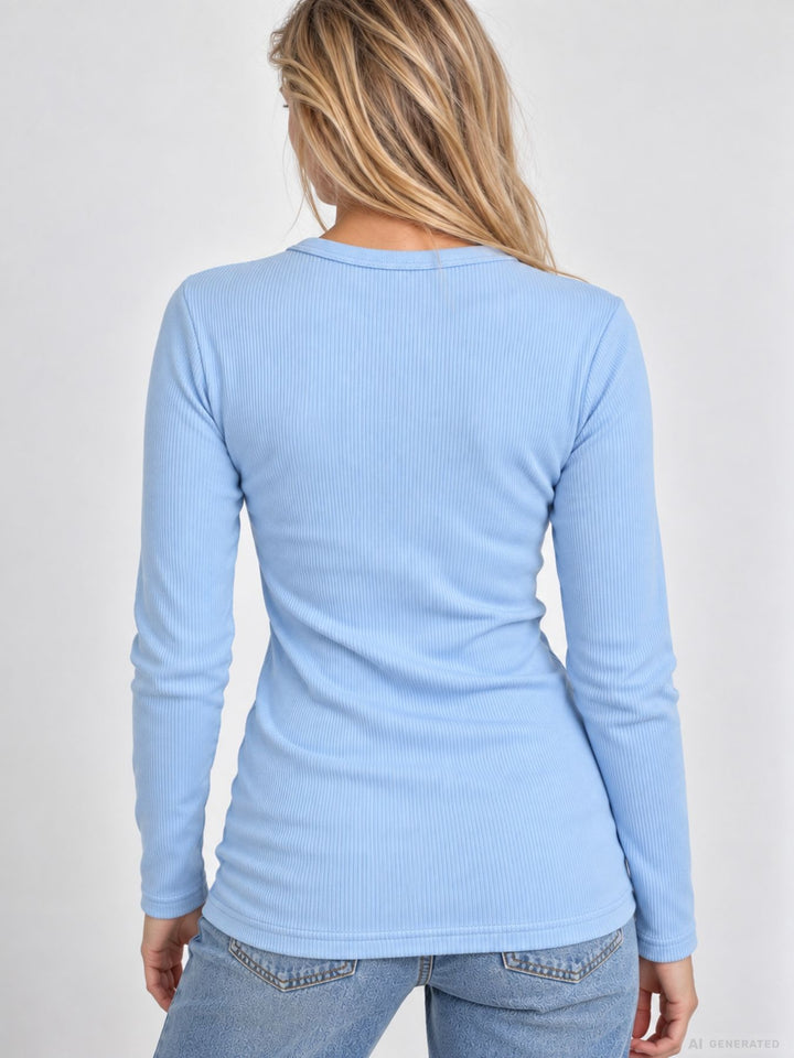 Strickpullover Damen Rundhals „LATINA“ – Hellblau
