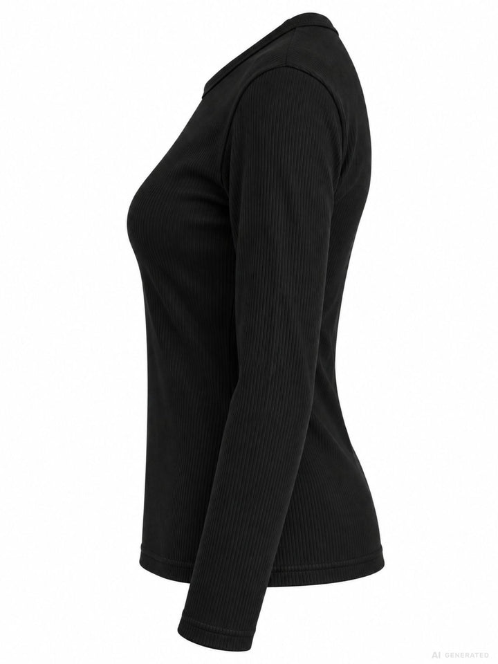 Strickpullover Damen Rundhals „LATINA“ – Schwarz