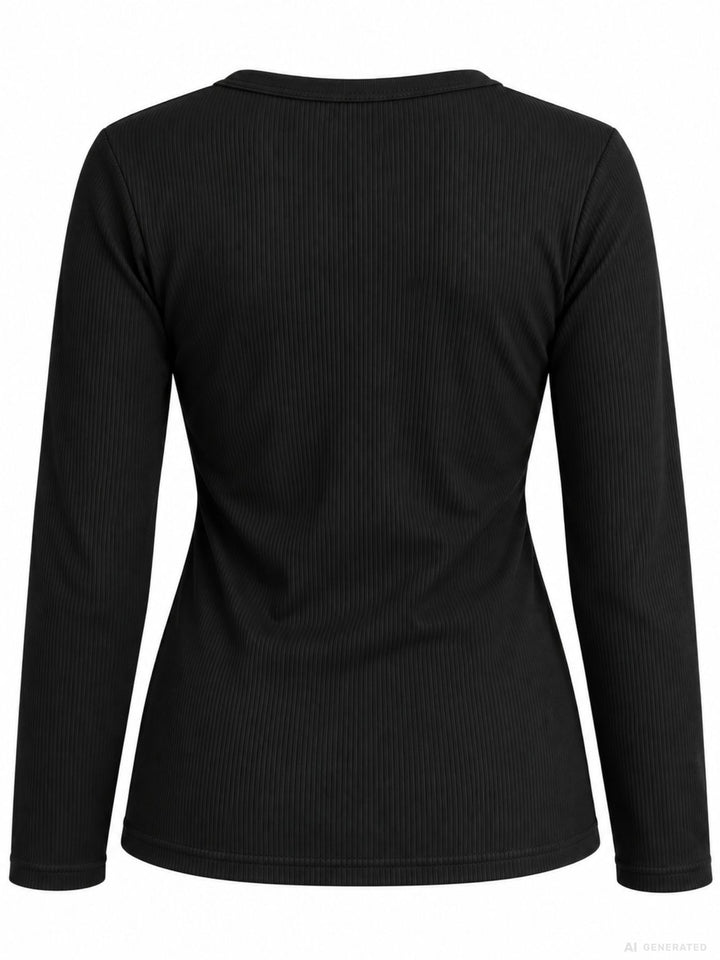 Strickpullover Damen Rundhals „LATINA“ – Schwarz