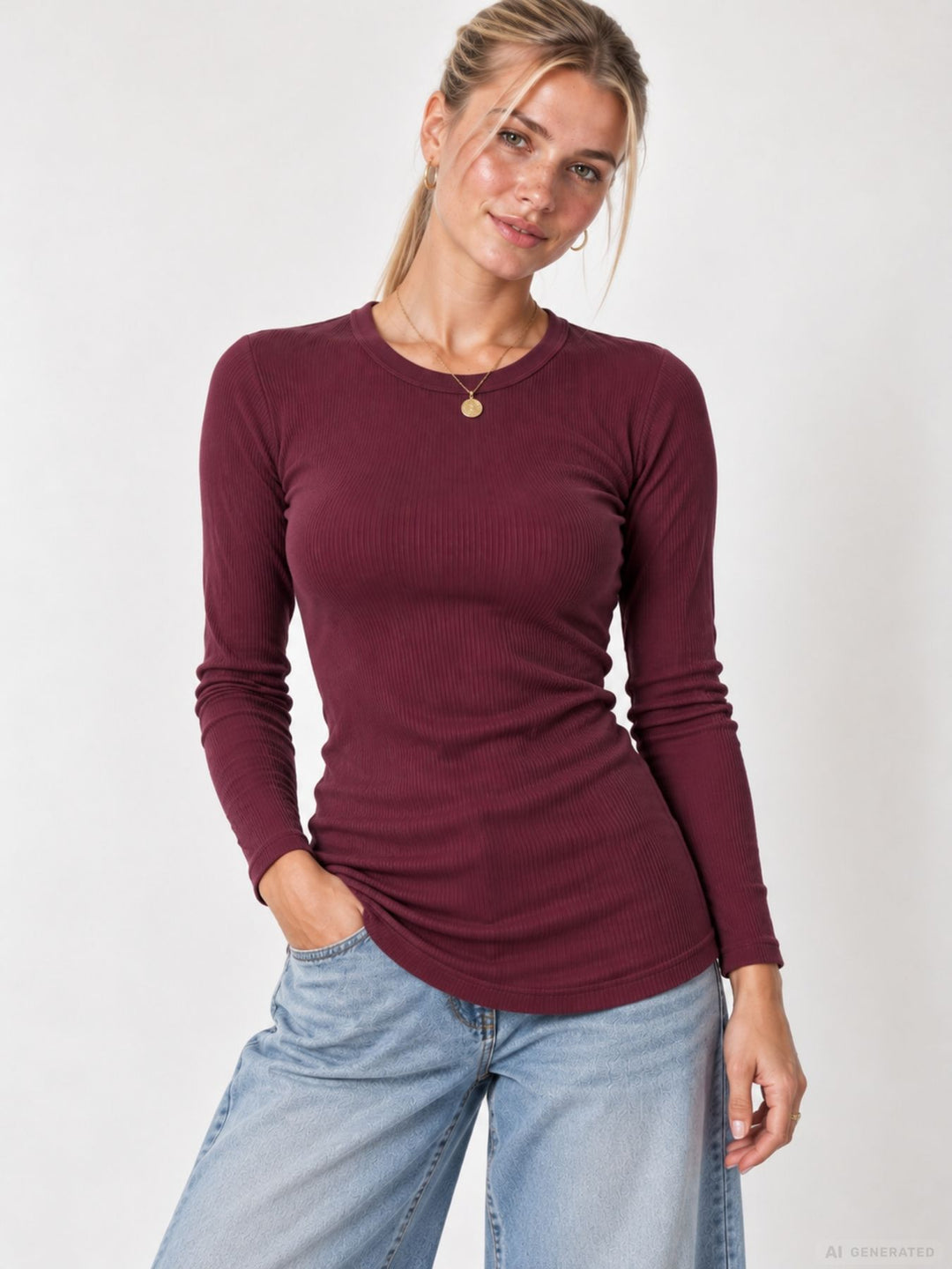 Strickpullover Damen Rundhals „LATINA“ – Rot