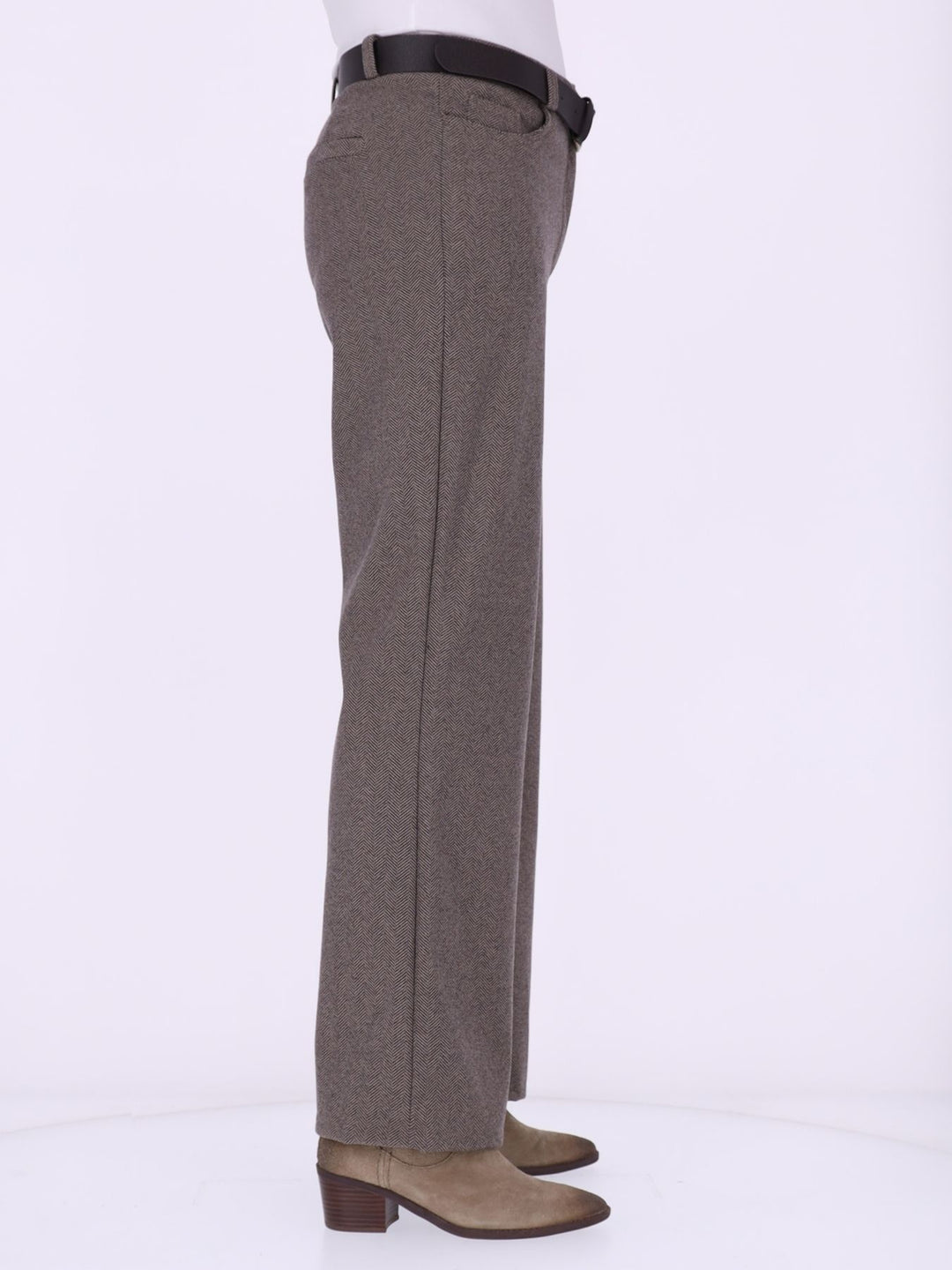 Damen Hose mit weitem Bein in Wolloptik ZIG ZAG – braun
