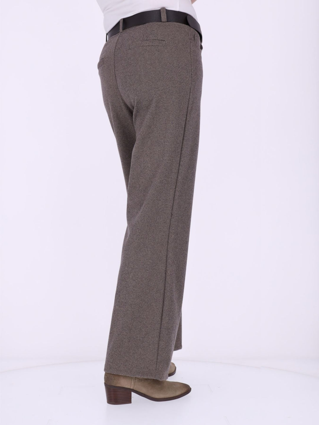 Damen Hose mit weitem Bein in Wolloptik ZIG ZAG – braun