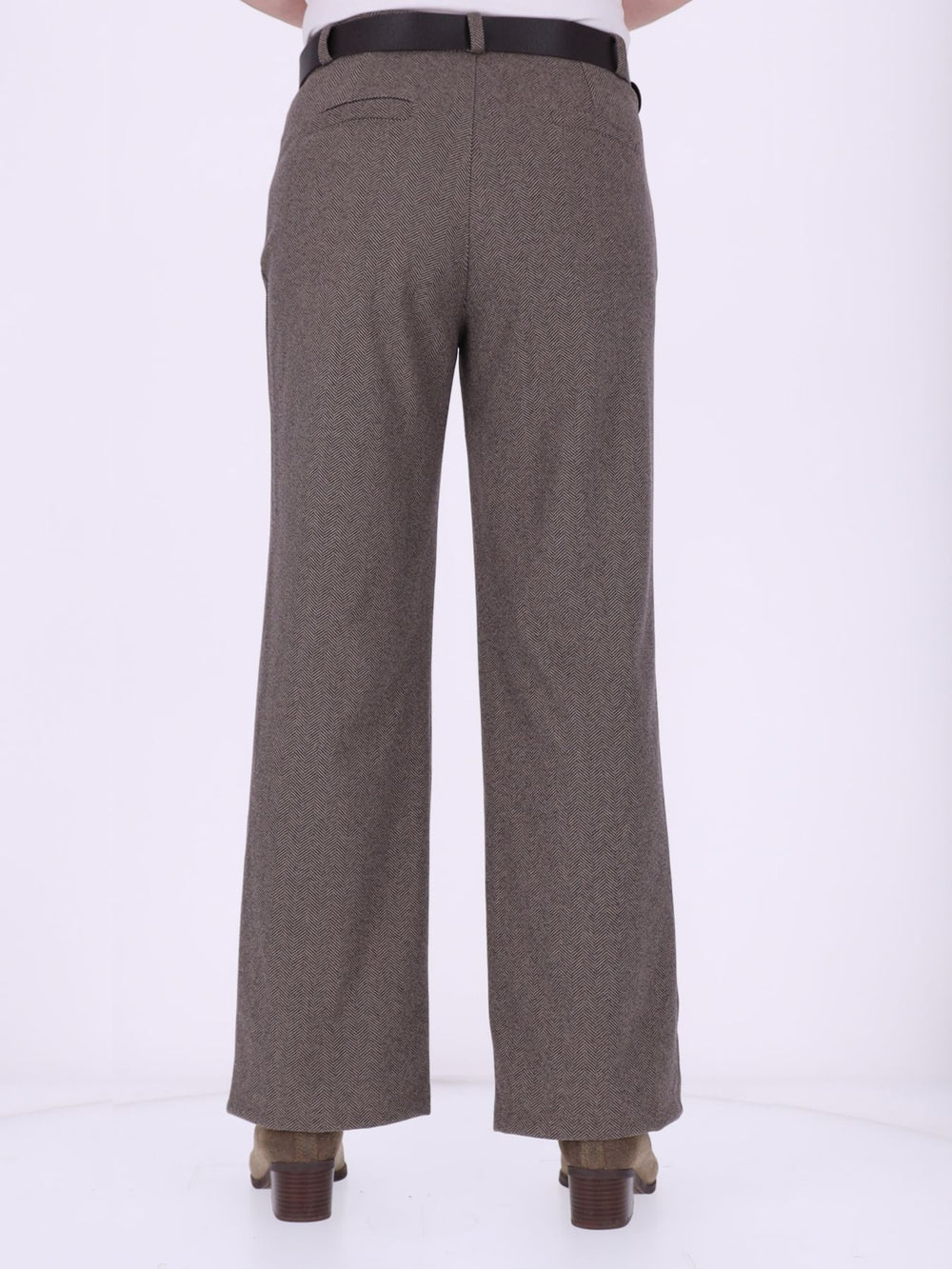 Damen Hose mit weitem Bein in Wolloptik ZIG ZAG – braun