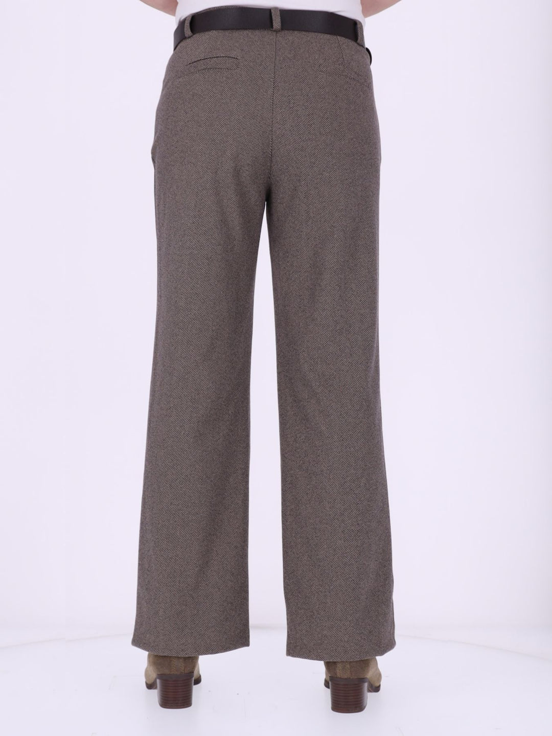 Damen Hose mit weitem Bein in Wolloptik ZIG ZAG – braun
