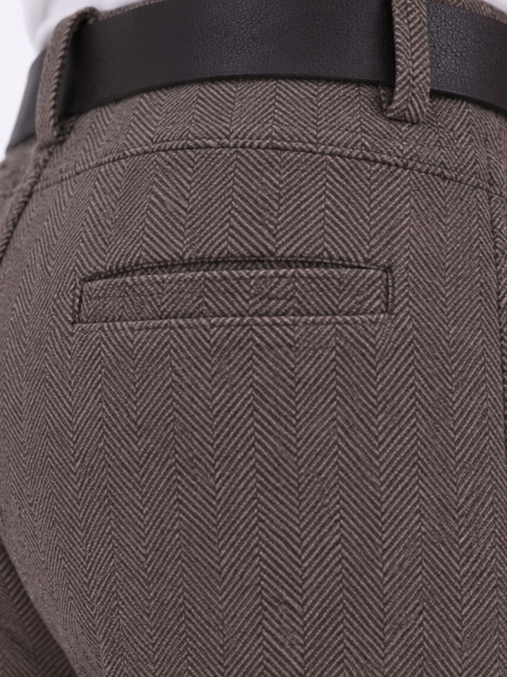 Damen Hose mit weitem Bein in Wolloptik ZIG ZAG – braun