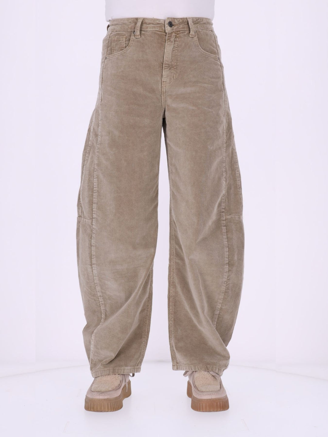 Damen Cordhose Barrel Fit – Albicocca